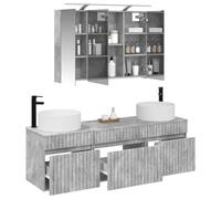 vidaXL Juego de Muebles de Baño 4 pcs Gris Hormigón 100 x 14,5 x 70 cm,