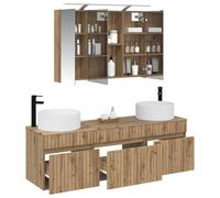 vidaXL Juego de Muebles de Baño 4 pcs Roble Artesanal,