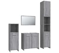 vidaXL Juego de muebles de baño 4 piezas madera ingeniería en color Negro/Roble Sonoma/Blanco y más | almacenamiento funcional diseño moderno para baño dormitorio sala