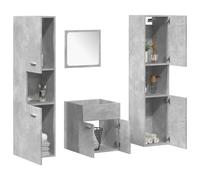 vidaXL Juego de muebles de baño 4 pzas contrachapada en color Roble Sonoma/Gris hormigón | almacenamiento funcional diseño moderno para baño dormitorio sala