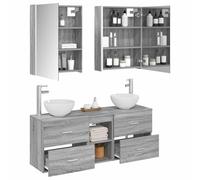 vidaXL Juego de Muebles de Baño 5 pcs Sonoma Gris Madera de ingeniería,