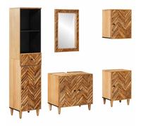 vidaXL Juego de Muebles de Baño 5 uds. Madera de mango maciza