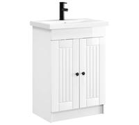 vidaXL Juego de Muebles de baño Blanco Brillante 56 x 37,5 x 81 cm, Juego de Muebles Moderno para baño, Unidad de Almacenamiento Elegante, tocador Completo, con gabinete y Estante