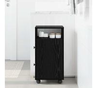 vidaXL Juego de muebles de baño con rueda Roble Negro 33 x 23 x 65 cm