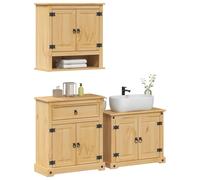 vidaXL Juego de muebles de baño Corona 3 pzas madera maciza pino