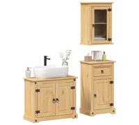 vidaXL Juego de muebles de baño Corona 3 pzas madera maciza pino