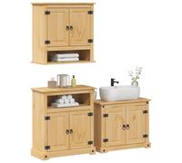 vidaXL Juego de muebles de baño Corona 3 pzas madera maciza pino