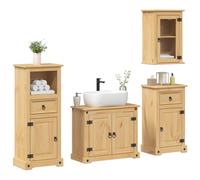 vidaXL Juego de muebles de baño Corona 4 pzas madera maciza pino