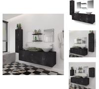 vidaXL Juego de muebles de baño de 9 piezas y lavabo, color - Conjuntos de muebles de baño