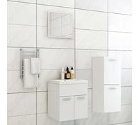 vidaXL Juego de muebles de baño madera de ingeniería en color Negro/Blanco brillante/Blanco | almacenamiento funcional diseño moderno para baño dormitorio sala
