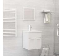 vidaXL Juego de muebles de baño madera de ingeniería blanco brillo