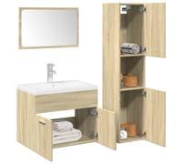vidaXL Juego de muebles de baño madera de ingeniería en color Blanco/Roble Sonoma/Gris hormigón y más | almacenamiento funcional diseño moderno para baño dormitorio sala