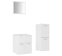 vidaXL Juego de muebles de baño madera de ingeniería en color Negro/Blanco brillante/Blanco | almacenamiento funcional diseño moderno para baño dormitorio sala