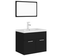 vidaXL Juego de muebles de baño madera de ingeniería en color Blanco/Negro | almacenamiento funcional diseño moderno para baño dormitorio sala