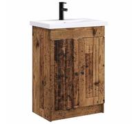 vidaXL Juego de Muebles de baño Madera Envejecida 56 x 37,5 x 81 cm, Juego de Muebles Moderno para baño, Unidad de Almacenamiento Elegante, tocador Completo, con gabinete y Estante