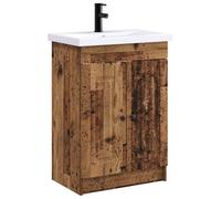 vidaXL Juego de Muebles de baño Madera Envejecida 78,5 x 37,5 x 81 cm, Set de Muebles Modernos para Baño, Almacenamiento de Madera, Esenciales de Lavabo, Diseño Práctico