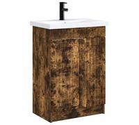 vidaXL Juego de Muebles de baño Roble Ahumado 78,5 x 37,5 x 81 cm, Juego de Muebles Moderno para baño, Unidad de Almacenamiento Elegante, tocador Completo, con gabinete y Estante