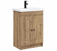 vidaXL Juego de Muebles de baño Roble Artesanal 56 x 37,5 x 81 cm, Set de Muebles Modernos para Baño, Almacenamiento de Madera, Esenciales de Lavabo, Diseño Práctico