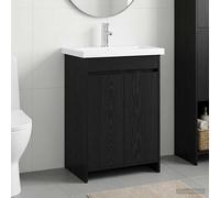 vidaXL Juego de muebles de baño Roble Negro 81 x 40 x 84,5 cm