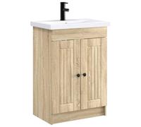 vidaXL Juego de Muebles de baño Roble Sonoma 56 x 37,5 x 81 cm, Juego de Muebles Moderno para baño, Unidad de Almacenamiento Elegante, tocador Completo, con gabinete y Estante