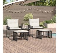 vidaXL Juego de muebles de jardín, 11 piezas, color y crema, fabricado en polirattan