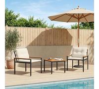 vidaXL Juego de muebles de exterior 3 uds. Blanco Crema