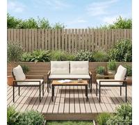 vidaXL Juego de muebles de exterior 4 uds. Blanco Crema