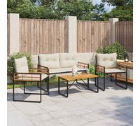 vidaXL Juego de muebles de exterior con cojín 4 pcs Crema