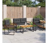 vidaXL Juego de muebles de exterior con cojín 4 pcs Gris Oscuro