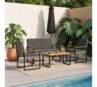vidaXL Juego de muebles de jardín, 4 piezas, gris y gris oscuro, tejido de polirattan