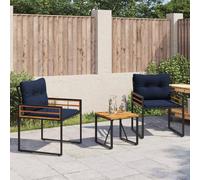 vidaXL Juego de muebles de exterior con cojín 3 pcs Azul Marino