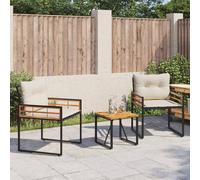 vidaXL Juego de muebles de exterior con cojín 3 pcs Crema