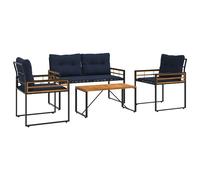 Juego De Muebles De Exterior Con Cojín 4 Pcs Azul Marino Vidaxl