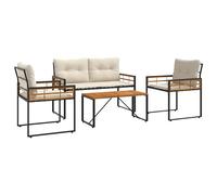 vidaXL Juego de muebles de exterior con cojín 4 pcs Crema