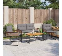 vidaXL Juego de muebles de exterior con cojín 4 pcs Gris Claro