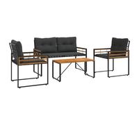 vidaXL Juego de muebles de exterior con cojín 4 pcs Gris Oscuro