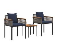 vidaXL Juego de muebles de exterior Gris y azul marino ratán sintético