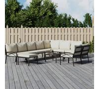 vidaXL Juego de muebles de jardín 11 pzas acero y cojines color arena