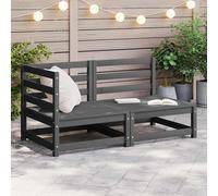 vidaXL Juego de muebles de jardín 2 piezas madera maciza de pino en color Gris/Marrón miel/Negro | almacenamiento funcional diseño moderno para baño dormitorio sala