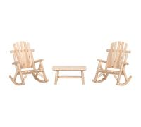 vidaXL Juego de muebles de jardín 3 piezas madera maciza de abeto