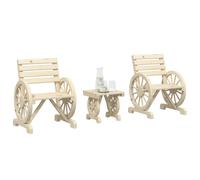 vidaXL Juego de muebles de jardín 3 piezas madera maciza de abeto
