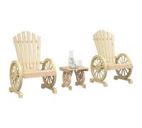 vidaXL Juego de muebles de jardín 3 piezas madera maciza de abeto