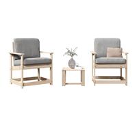 vidaXL Juego de Muebles de Jardín 3 pzas, Mesa Sillas con Respaldos, Sofás Modulares, Asientos para Patio Porche Césped, Madera Maciza de Pino