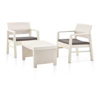 vidaXL Juego de muebles de jardín 3 piezas plástico gris en color Antracita/Blanco | almacenamiento funcional diseño moderno para baño dormitorio sala