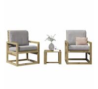 vidaXL Juego de muebles de jardín 3 pzas madera maciza abeto Douglas en color Douglas natural/Pino natural/Blanco y más | almacenamiento funcional diseño moderno para baño dormitorio sala