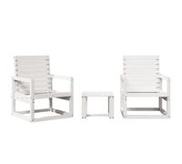 vidaXL Juego de muebles de jardín 3 pzas madera maciza de pino blanco