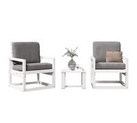 vidaXL Juego de muebles de jardín 3 pzas madera maciza de pino blanco