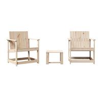 vidaXL Juego de Muebles de Jardín 3 pzas, Mesa Sillas con Respaldos, Sofás Modulares, Asientos para Patio Porche Césped, Madera Maciza de Pino