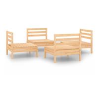 vidaXL Juego de muebles de jardín 4 piezas madera de pino maciza en color Marrón/Blanco | almacenamiento funcional diseño moderno para baño dormitorio sala