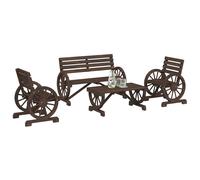 vidaXL Juego de muebles de jardín 4 piezas madera maciza de abeto